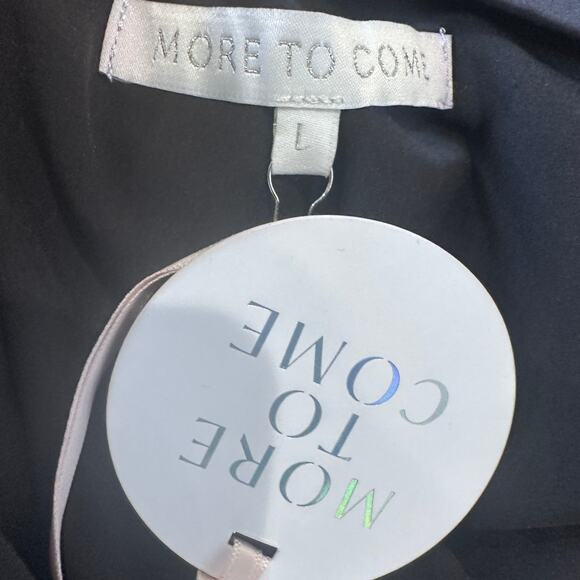 Revolve Black Ruched Mini Dress LARGE Cocktail Cowl Satin More to Come $88 NEW - Picture 8 of 8